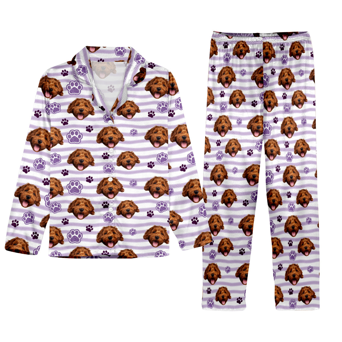 Dog Mom Vibes - Personalized Dog Button Down Pajamas