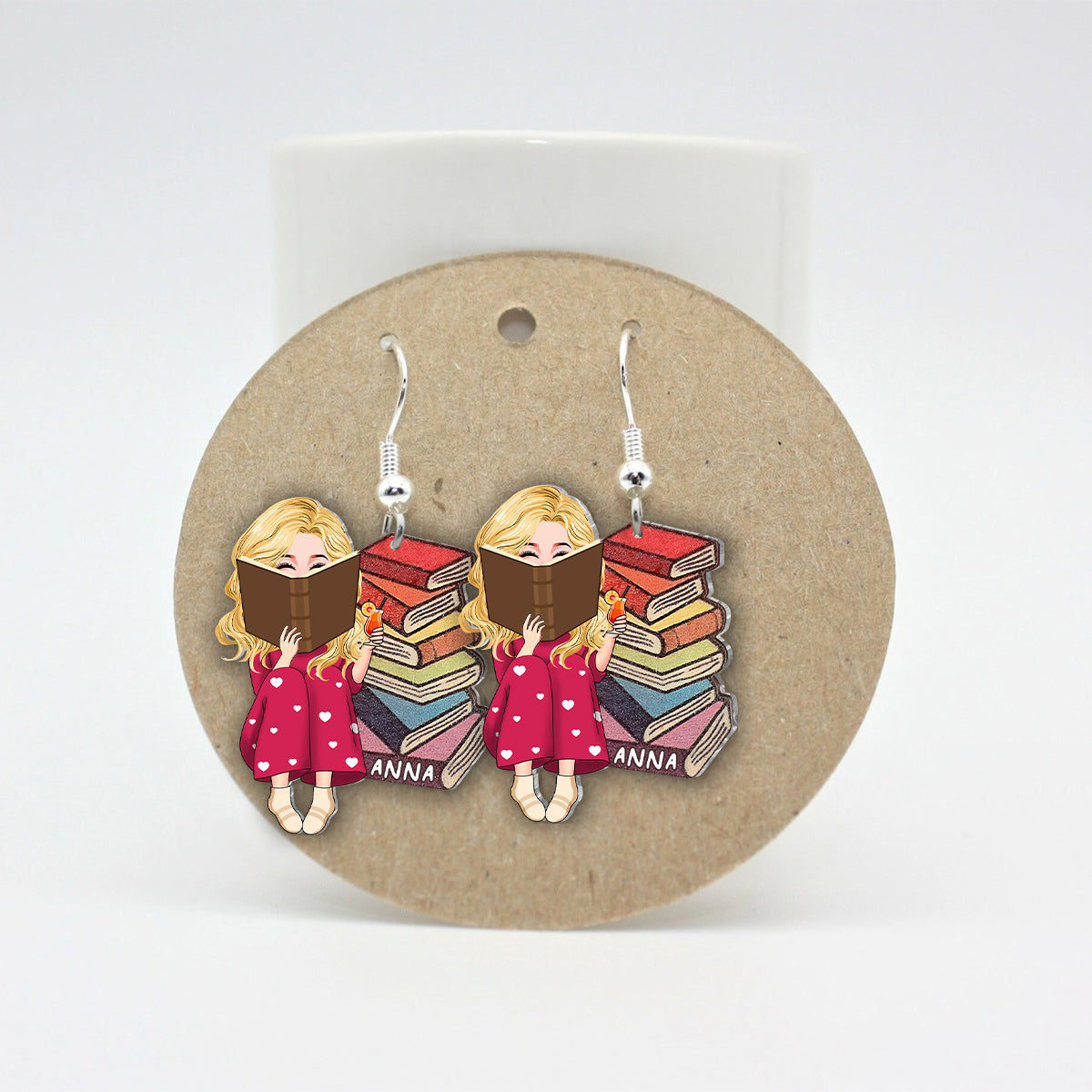 Custom Portrait Earrings For Book Lovers - Personalized Book Earrings