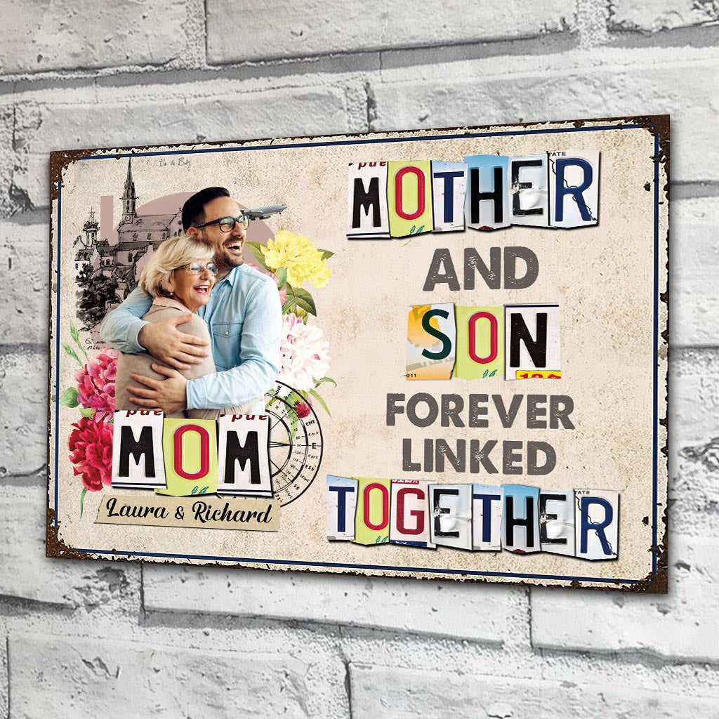 Forever Linked Together - Gift for mom, daughter, son - Personalized Rectangle Metal Sign