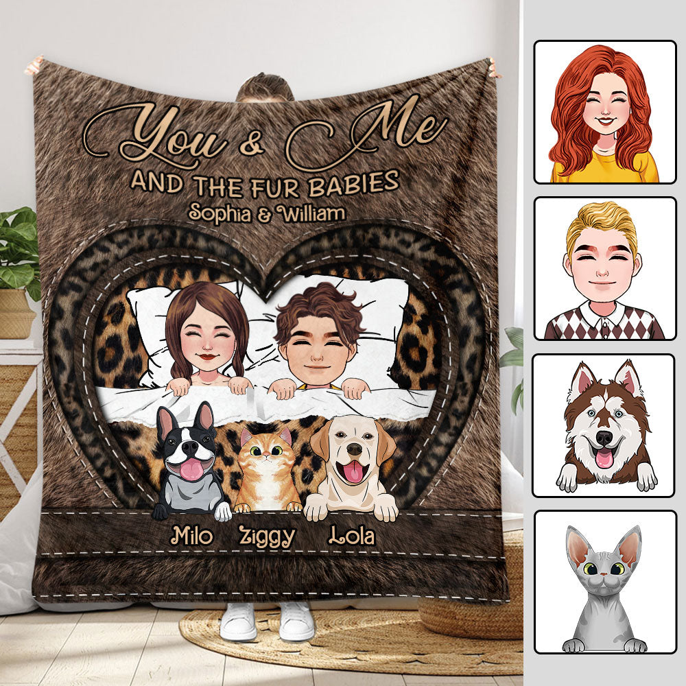 You & Me And The Fur Baby - gift for girlfriend - Personalized Blanket
