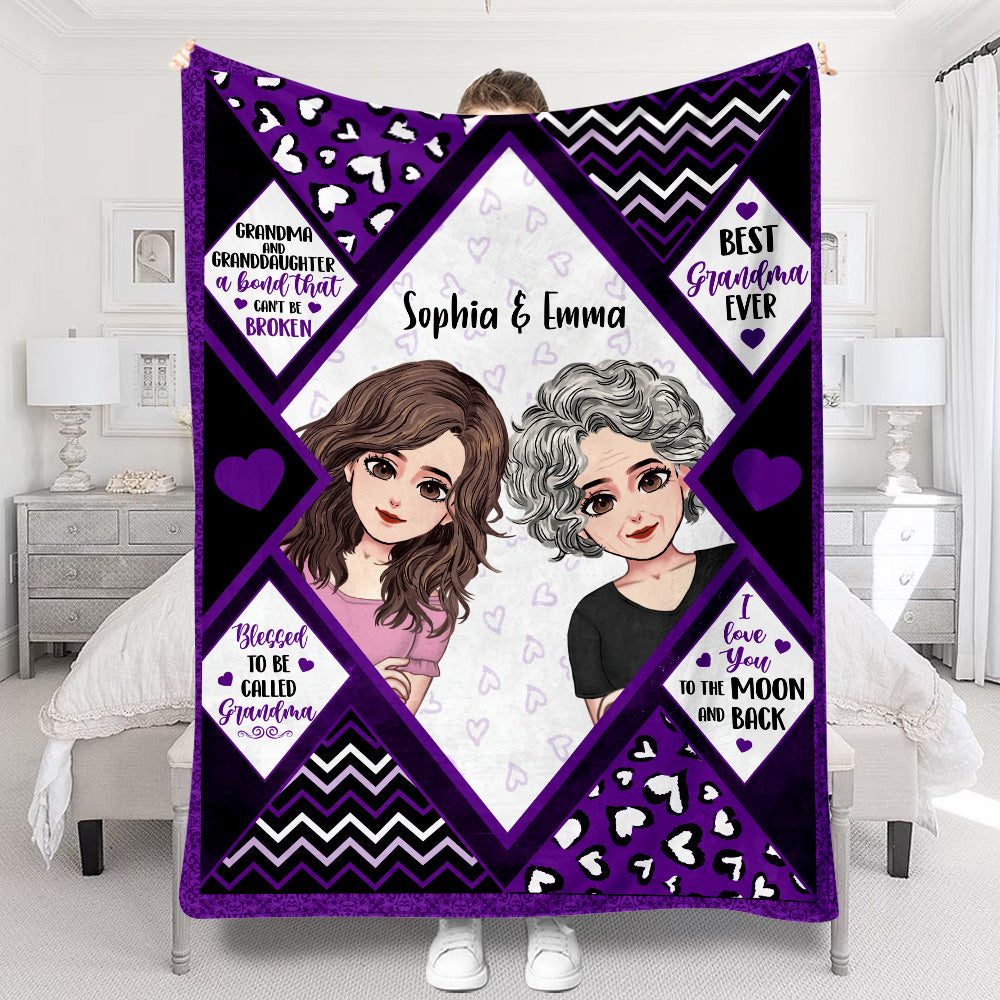 Grandma And Grandchildren - Personalized Mother's Day Grandma Blanket