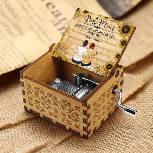 Because Of You - Personalized Mother's Day Mother Hand Crank Music Box