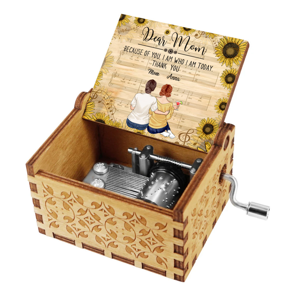 Because Of You - Personalized Mother's Day Mother Hand Crank Music Box