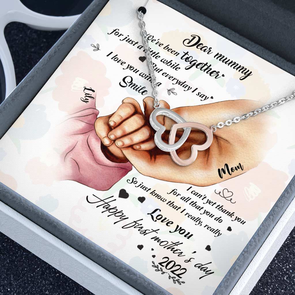 Everyday I Say I Love You - Personalized Mother's day Two Hearts Necklace