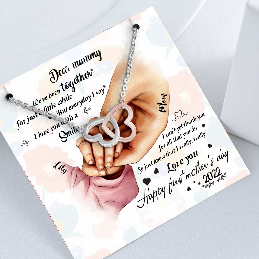 Everyday I Say I Love You - Personalized Mother's day Two Hearts Necklace