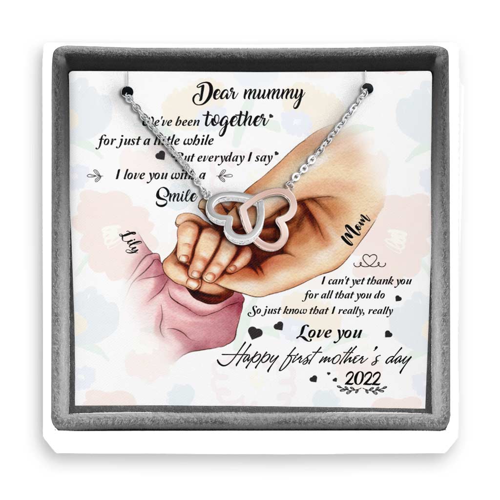 Everyday I Say I Love You - Personalized Mother's day Two Hearts Necklace