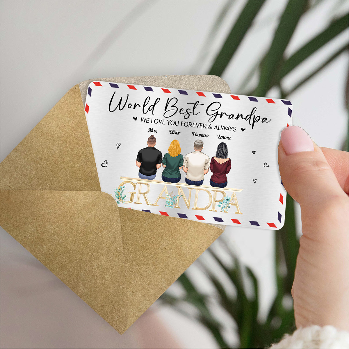 Dad We Love You Grandpa Wallet Insert Card - Personalized