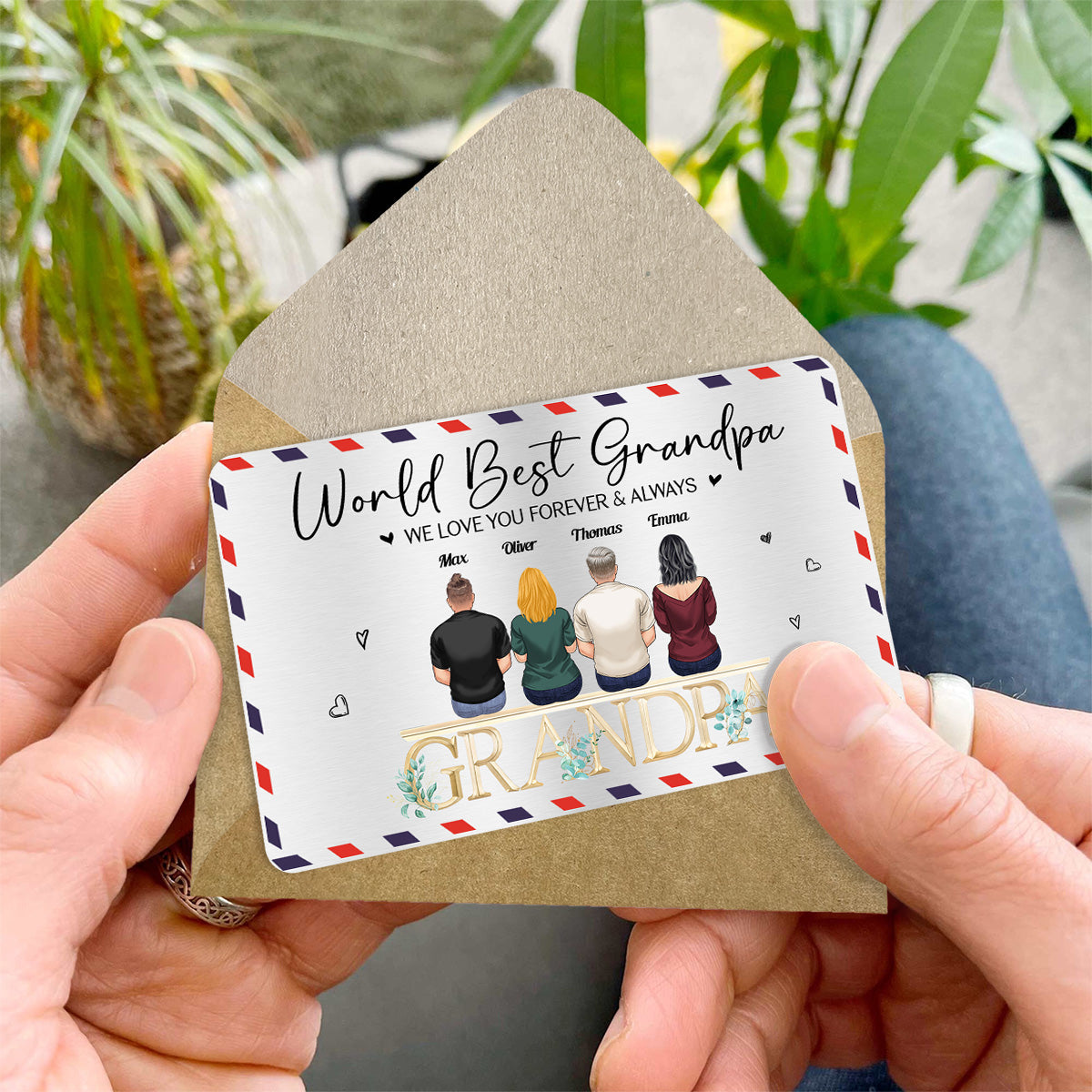 Dad We Love You Grandpa Wallet Insert Card - Personalized