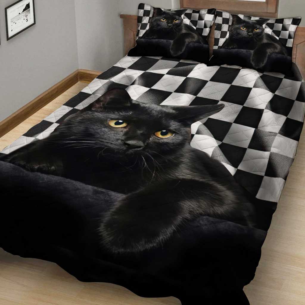 Love Cats And Racing Quilt Bed Set