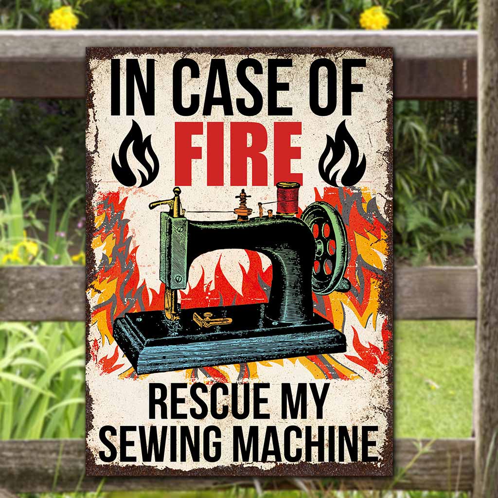 In Case Of Fire Rescue - Sewing Rectangle Metal Sign