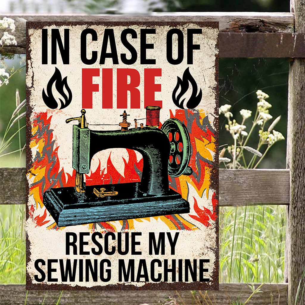 In Case Of Fire Rescue - Sewing Rectangle Metal Sign