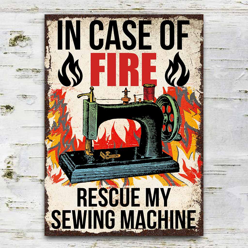 In Case Of Fire Rescue - Sewing Rectangle Metal Sign