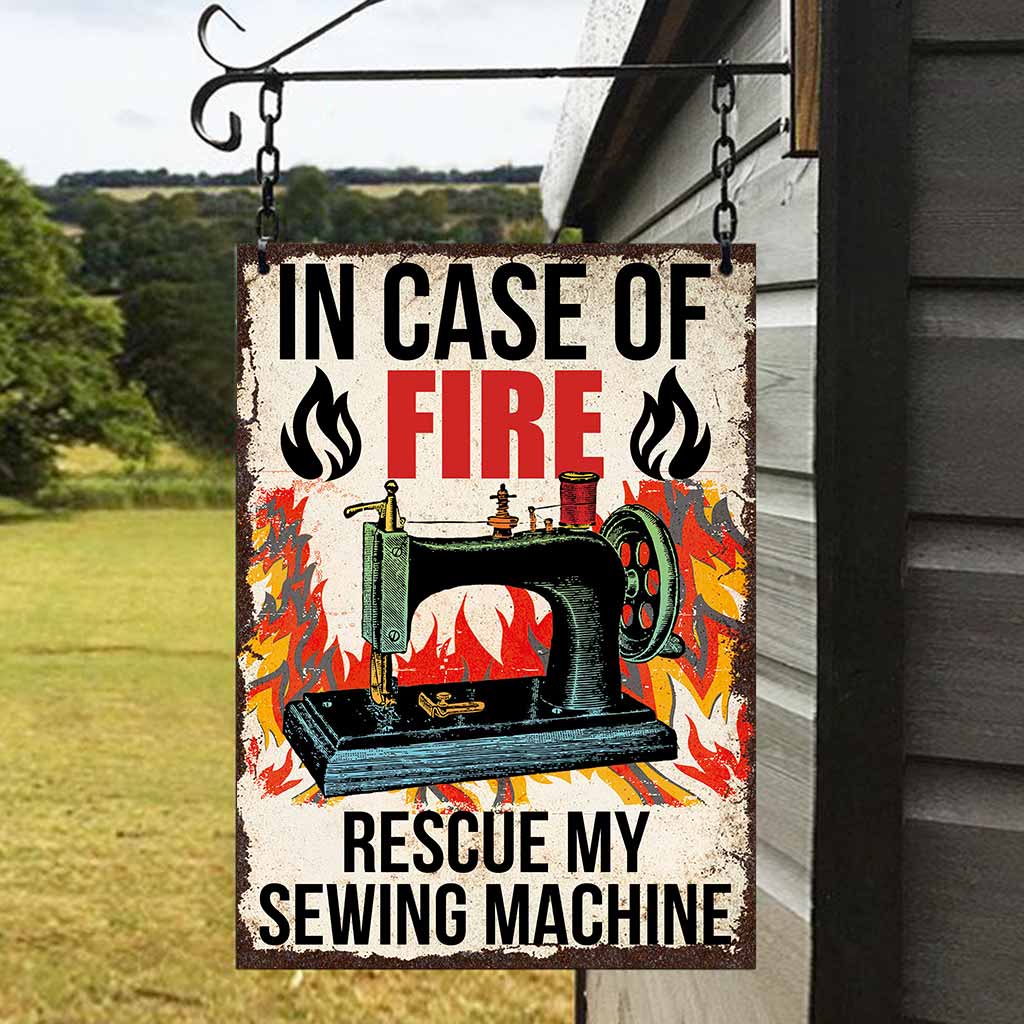 In Case Of Fire Rescue - Sewing Rectangle Metal Sign