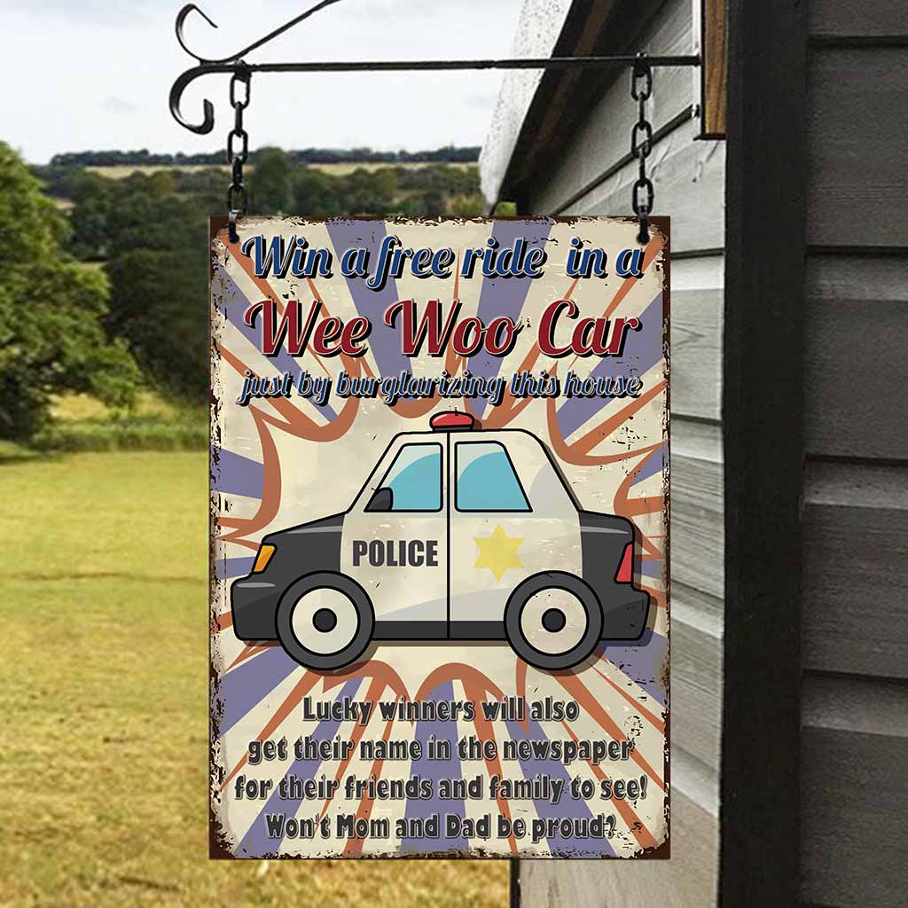 Win A Free Ride - Police Rectangle Metal Sign
