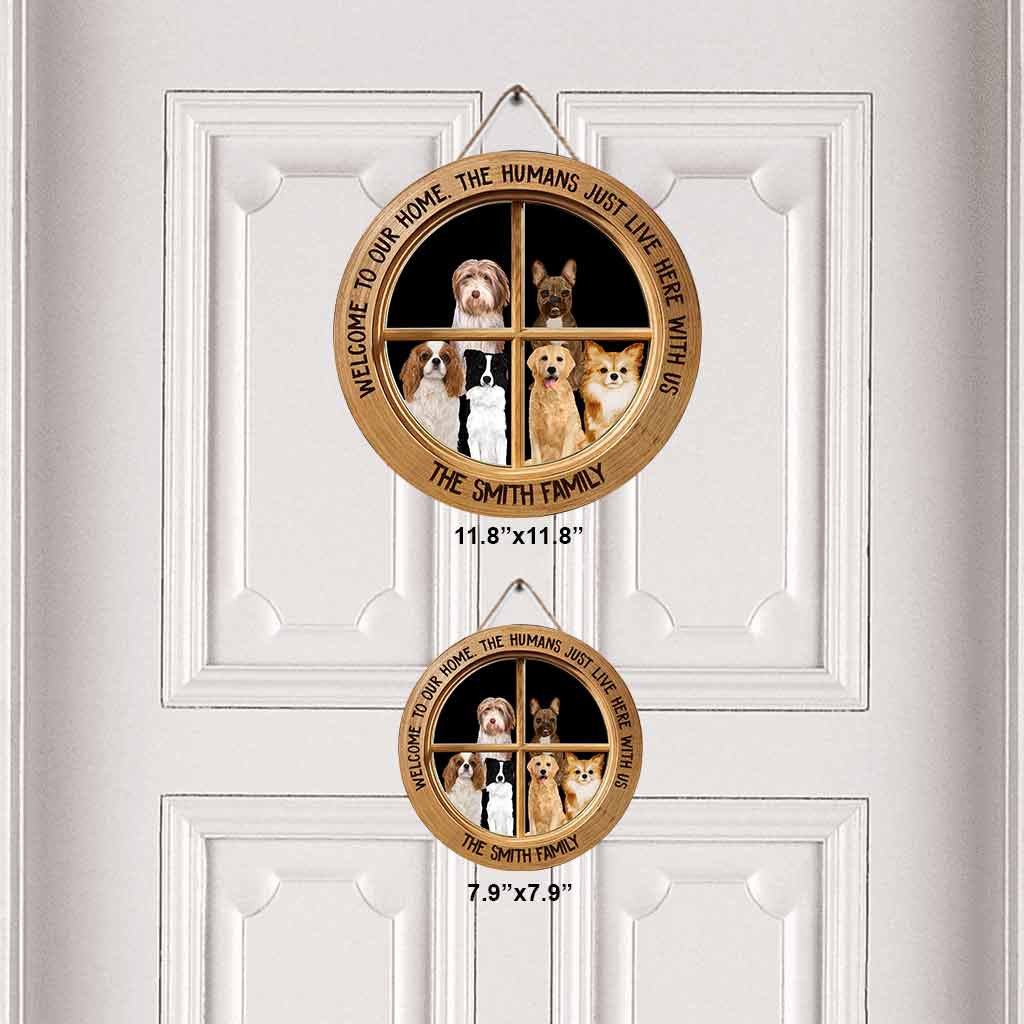 Welcome - Dog Personalized Round Wood Sign