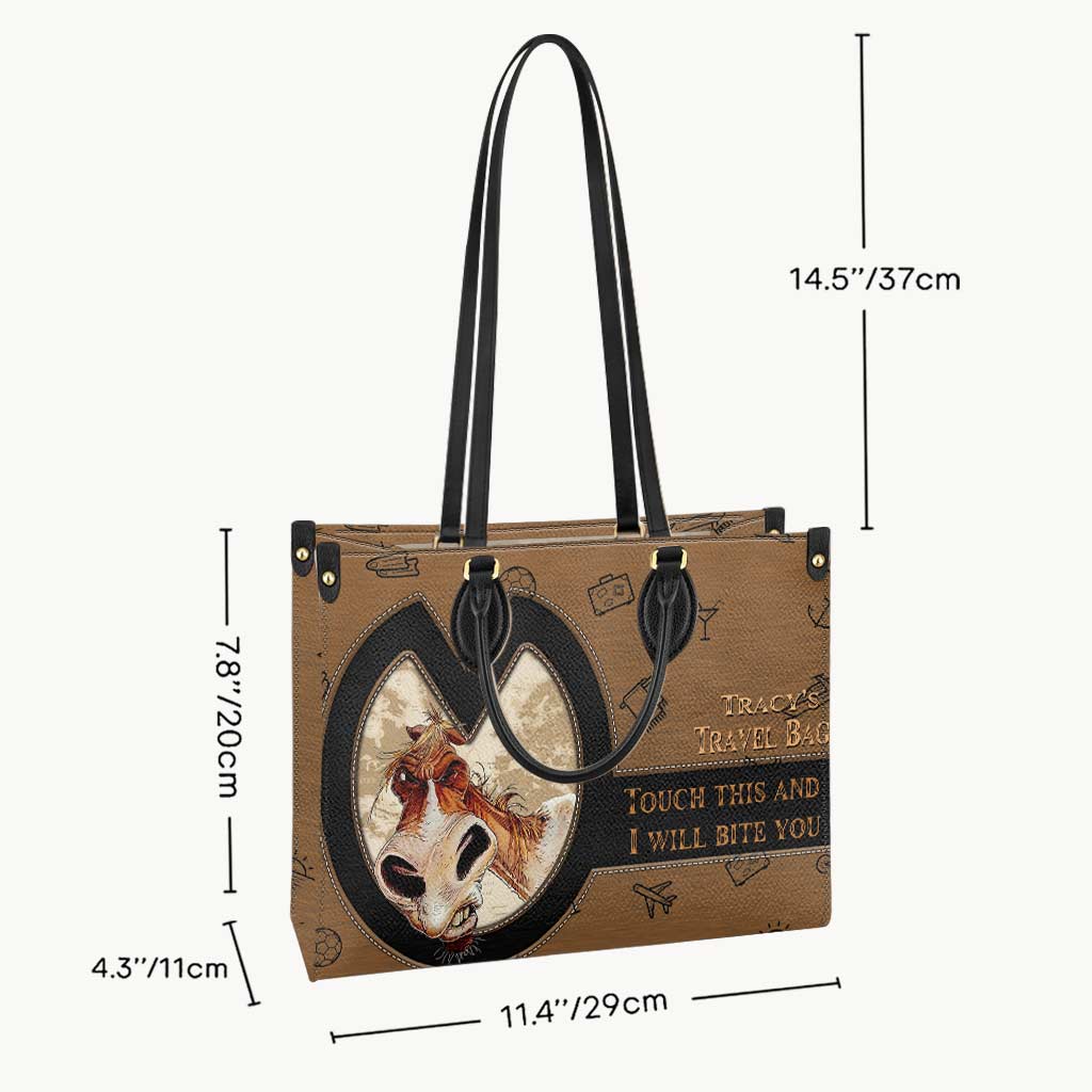Touch This And I Will Bite You - Personalized Travelling Leather Handbag