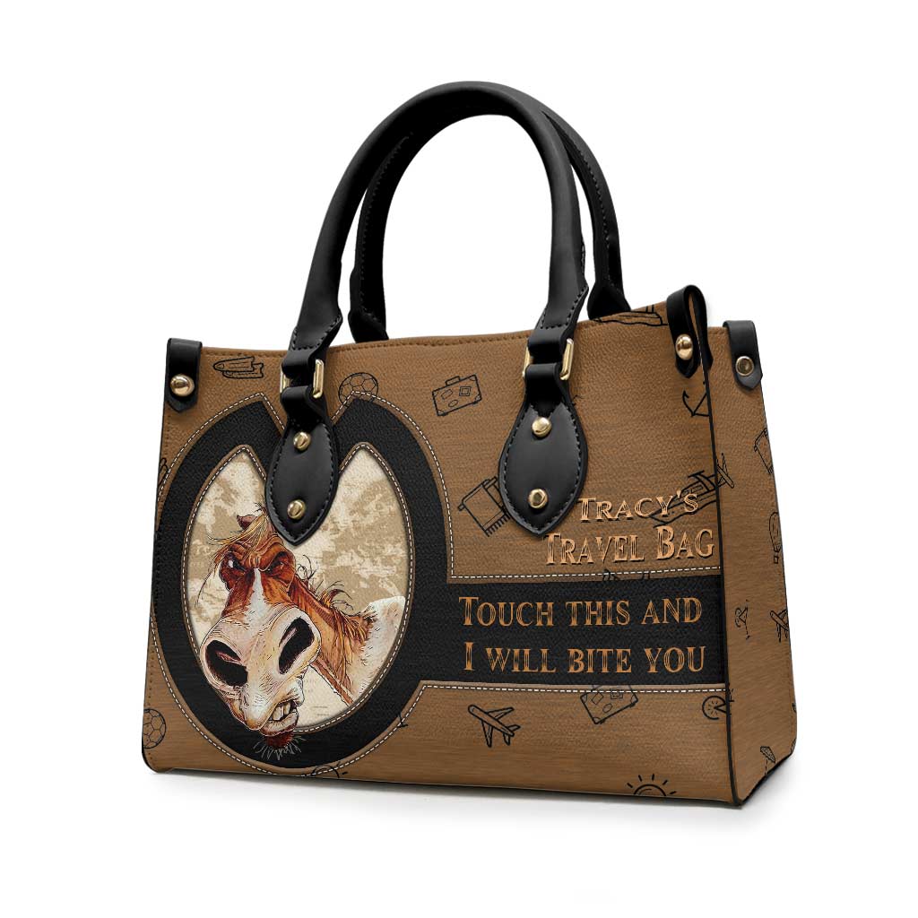 Touch This And I Will Bite You - Personalized Travelling Leather Handbag