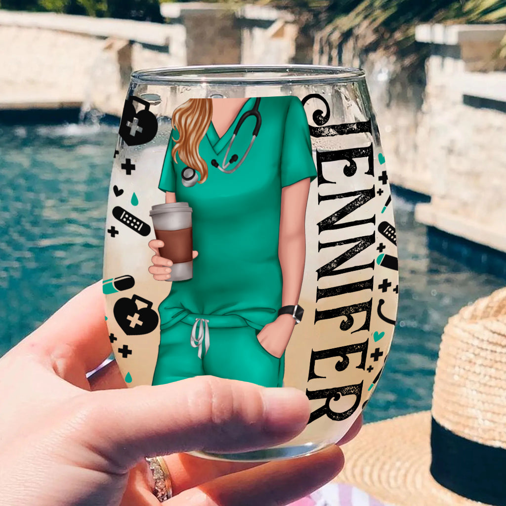 Tears Of My Patients - Personalized Nurse All Over Wine Glass