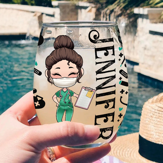 Tears Of My Patients Nurse All Over Wine Glass - Personalized Nurse All Over Wine Glass