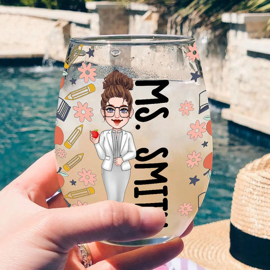 Tears Of My Students - Personalized Teacher All Over Wine Glass
