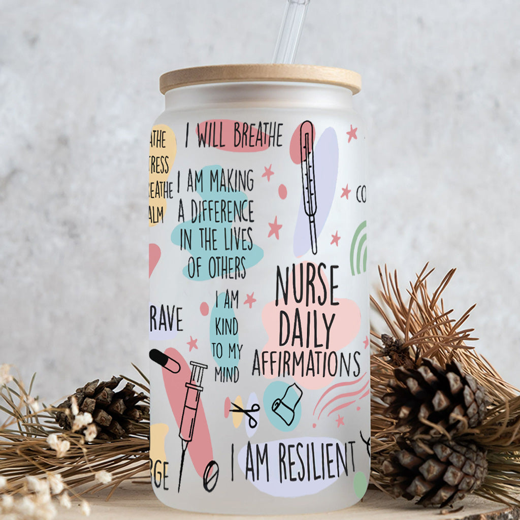 Nurse Daily Affirmation - Personalized Nurse Can Glass