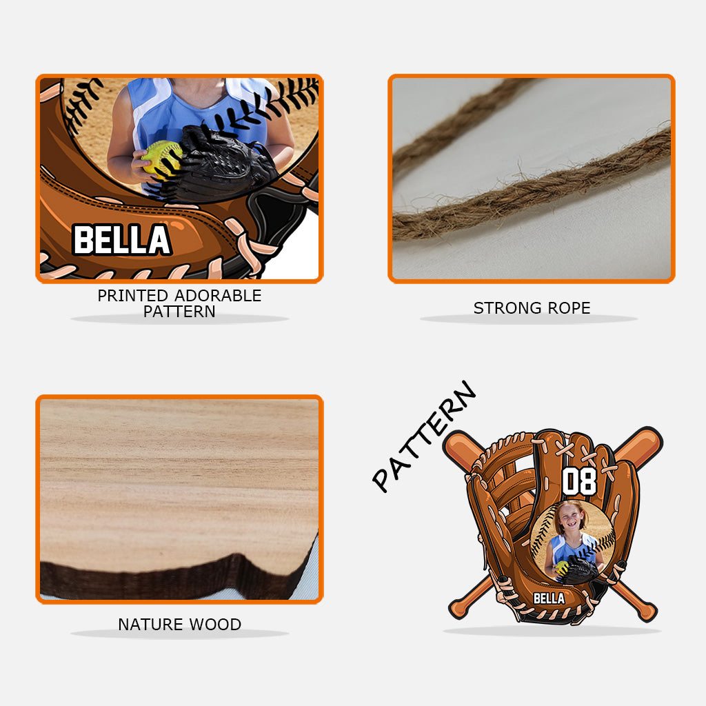 Gift For Grand Kid For Baseball Softball Kids - Personalized Softball Wood Sign