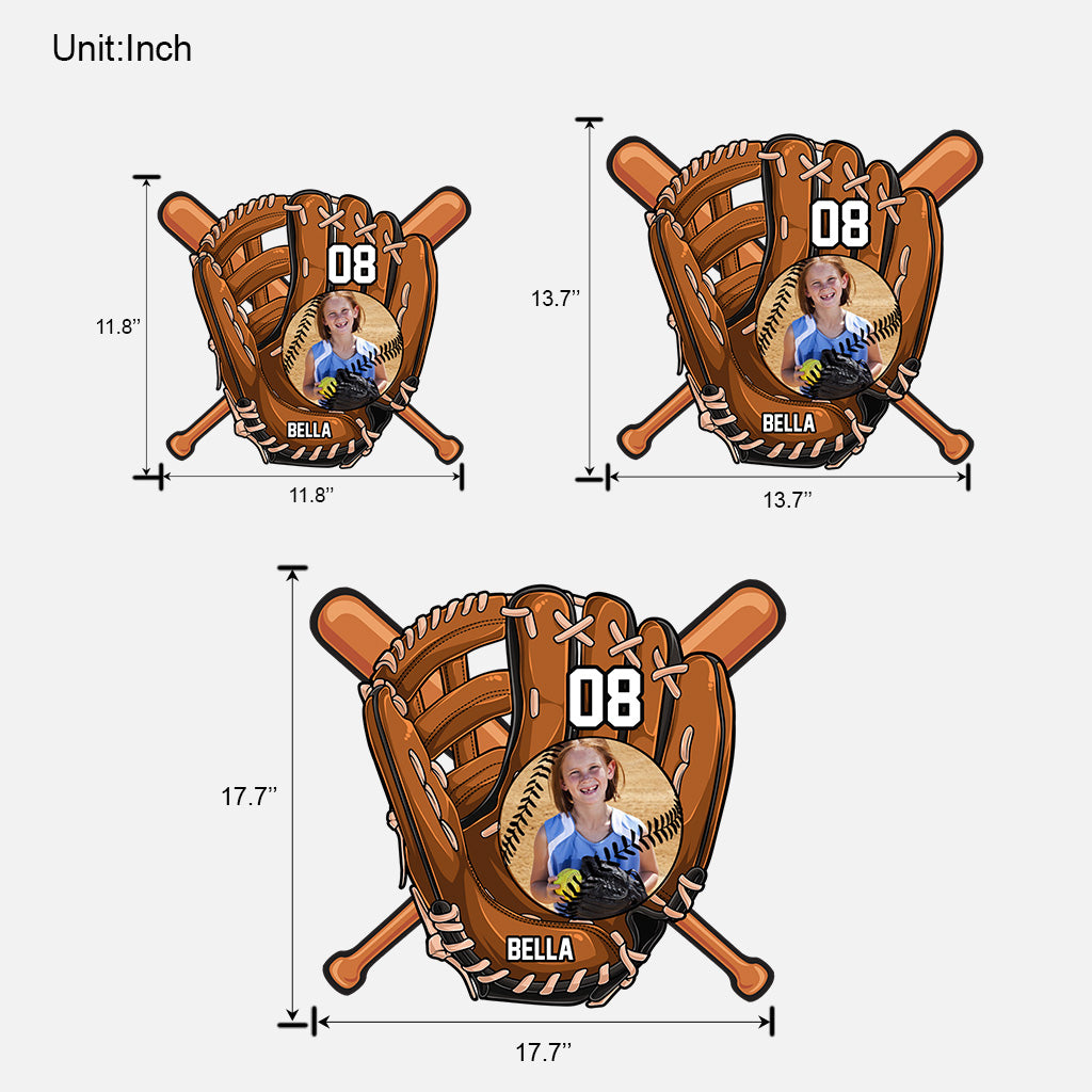 Gift For Grand Kid For Baseball Softball Kids - Personalized Softball Wood Sign