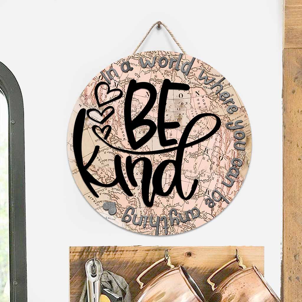 In A World - Teacher Round Wood Sign