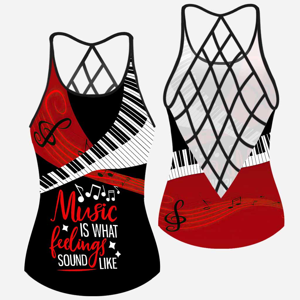 Music Is Life Piano Cross Tank Top