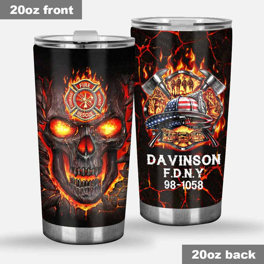 Firefighter Skull Flag - Personalized Tumbler