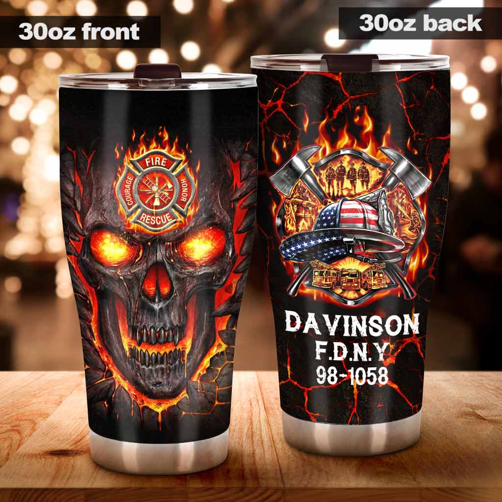 Firefighter Skull Flag - Personalized Tumbler