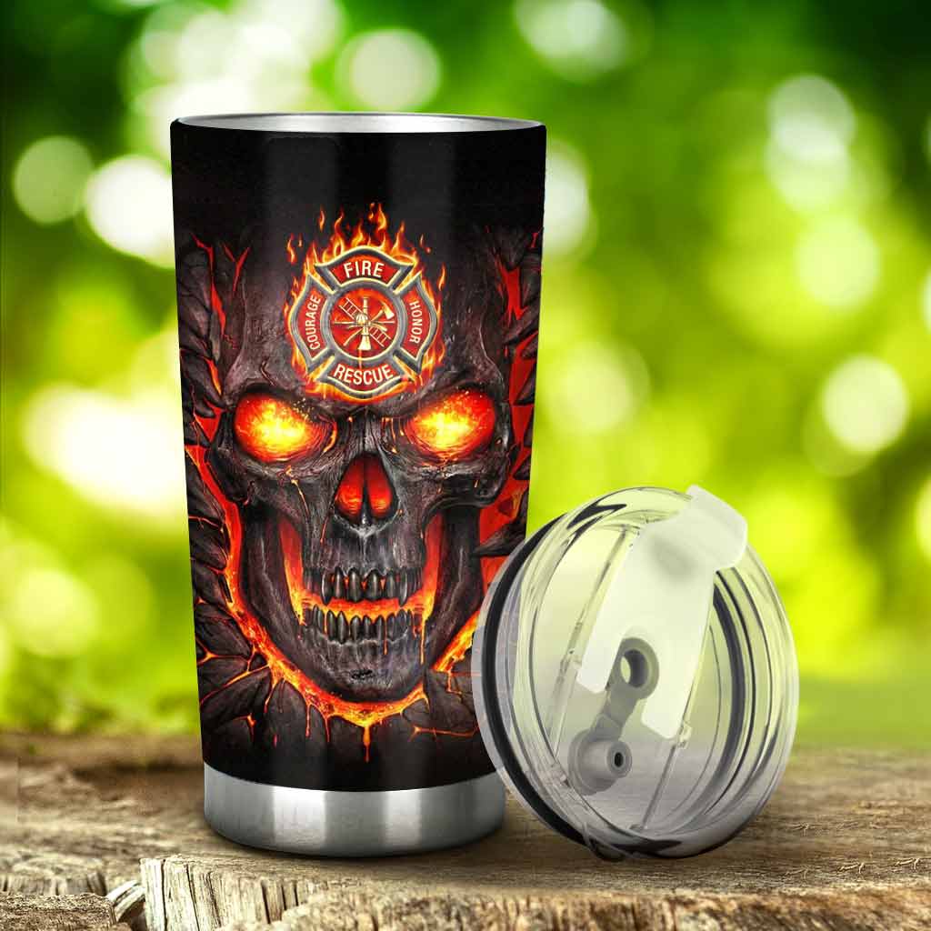 Firefighter Skull Flag - Personalized Tumbler