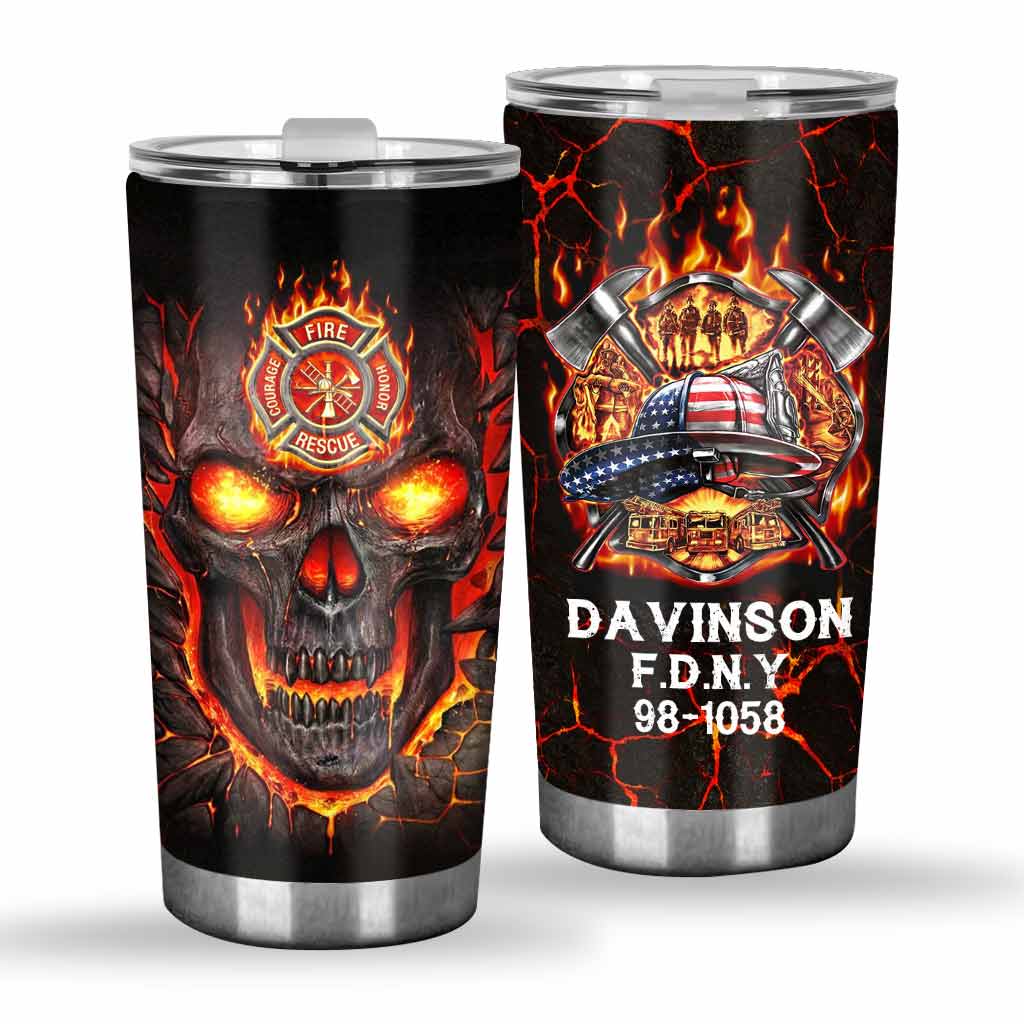 Firefighter Skull Flag - Personalized Tumbler