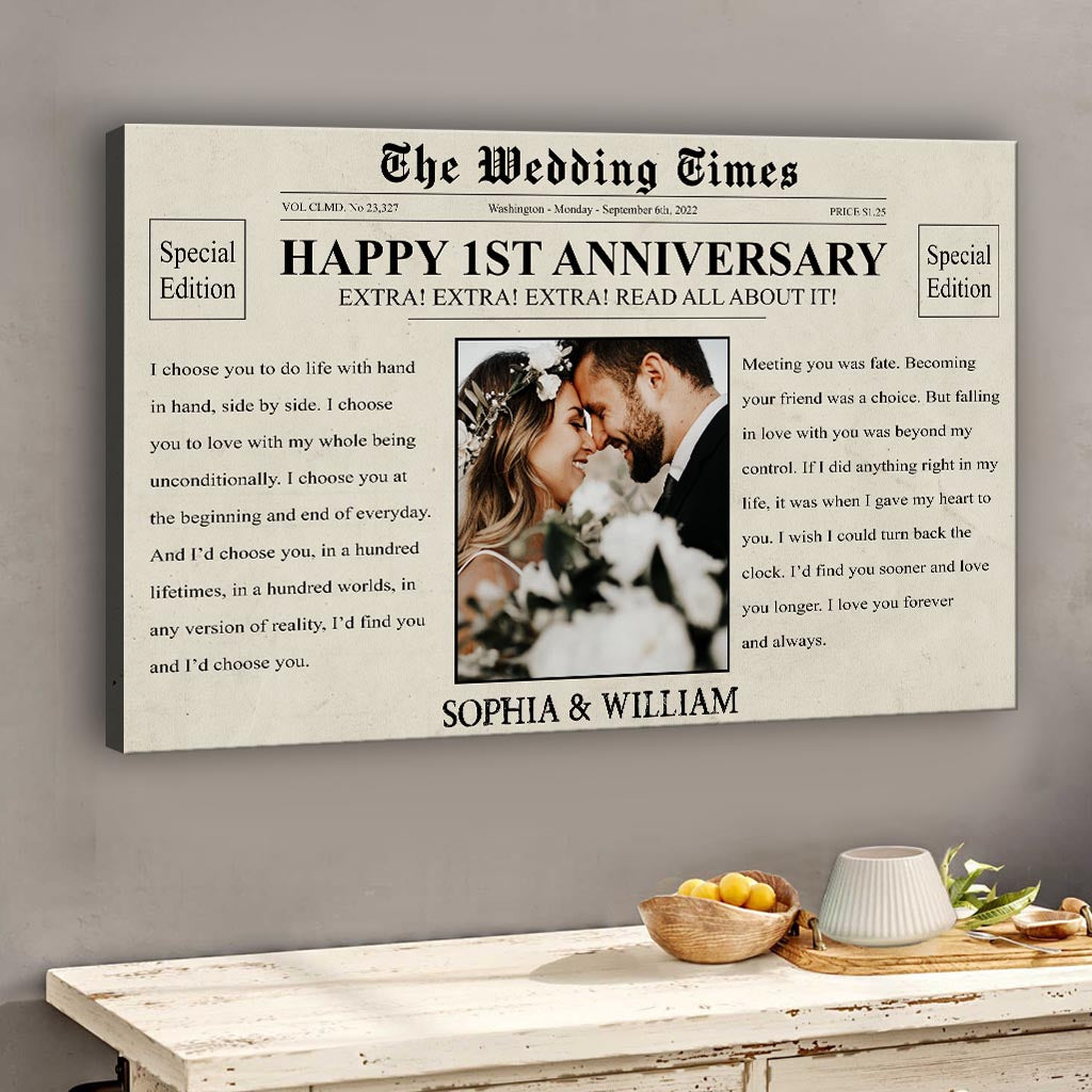 Happy Anniversary The Wedding Times Newspaper - Personalized Husband And Wife Canvas And Poster