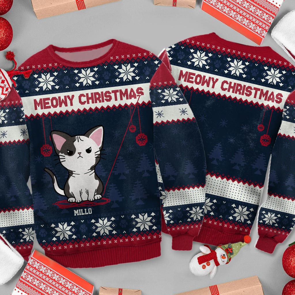 Merry Christmas - Personalized Cat Ugly Sweater