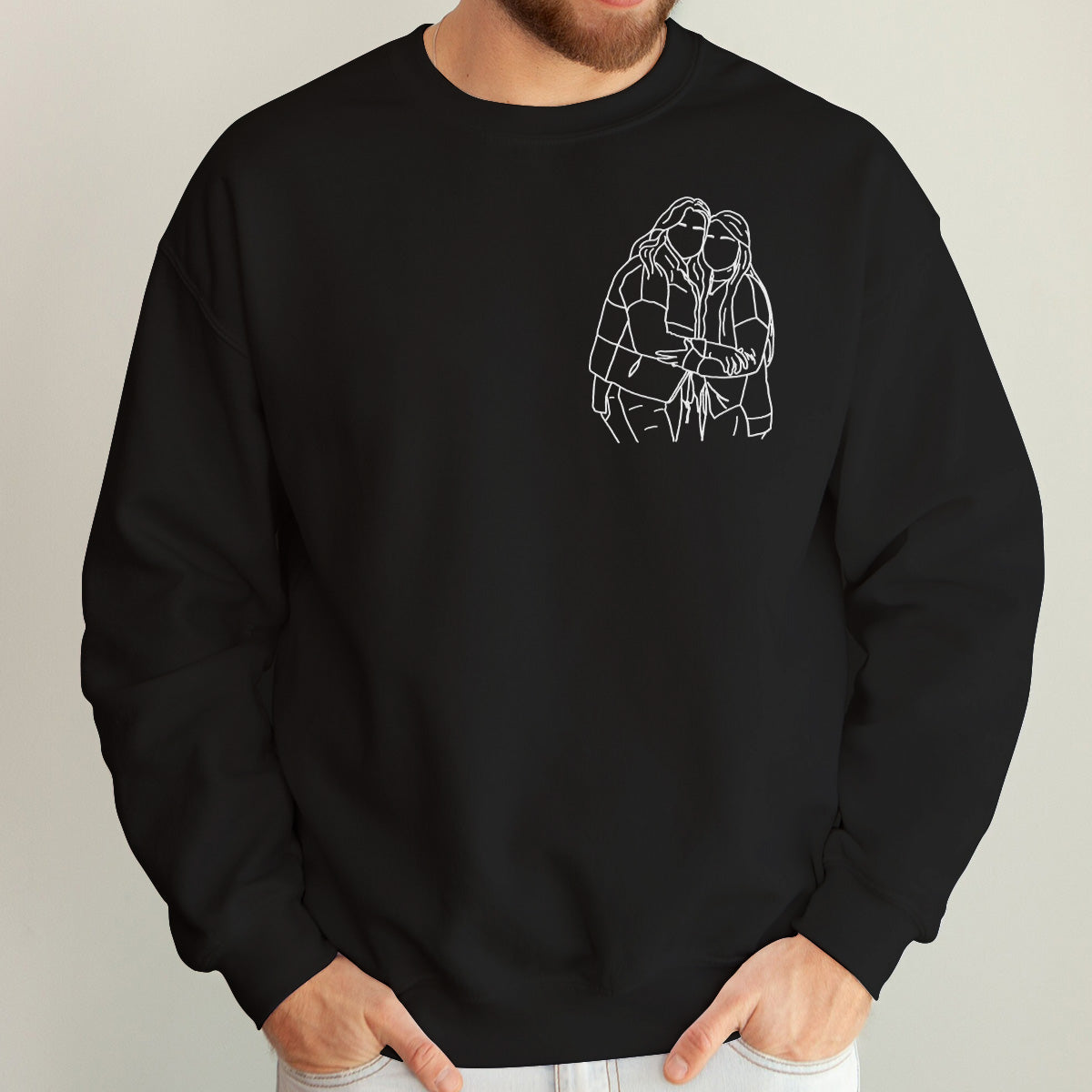 Custom Line Art - Personalized Bestie Embroidered Sweater