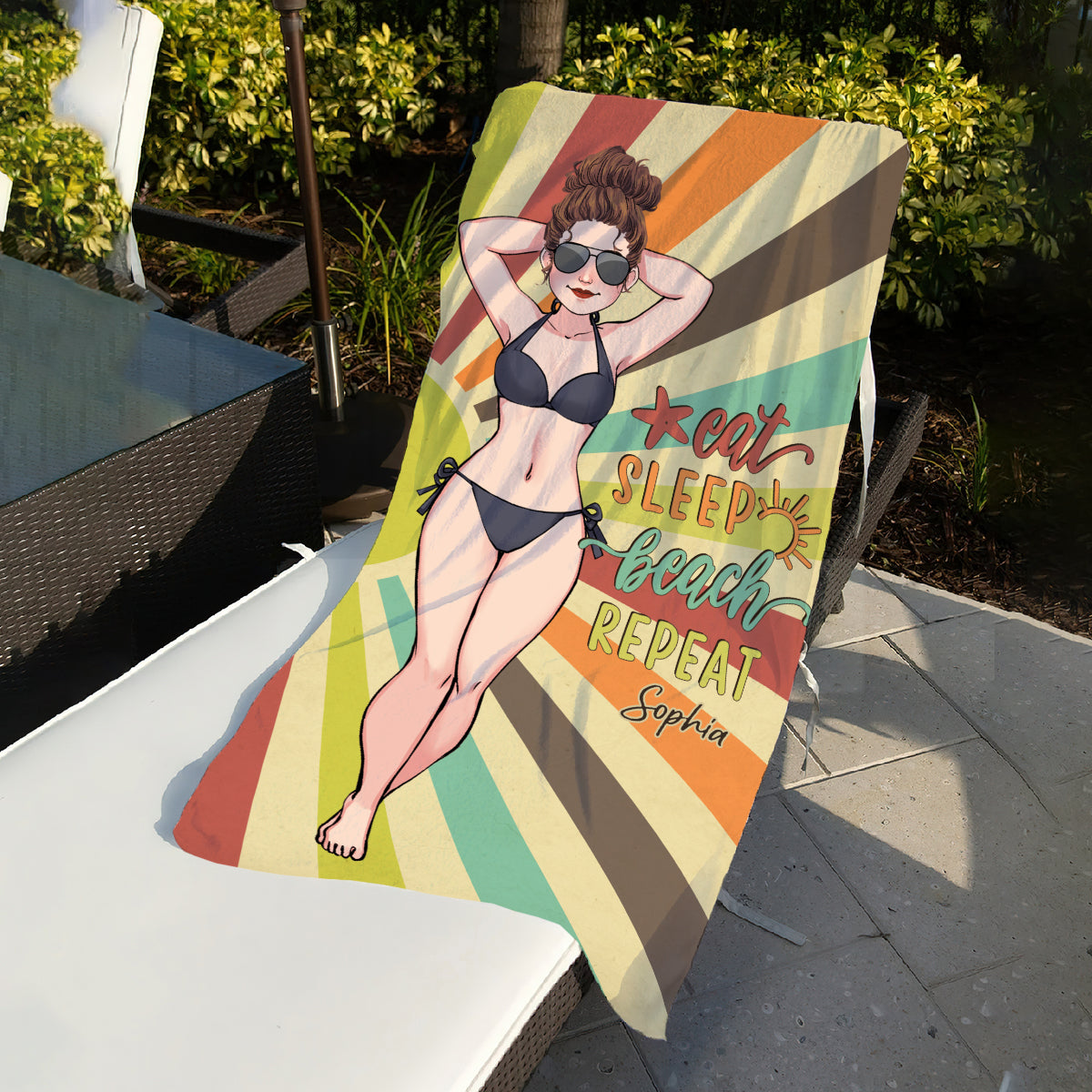 Always On Vacay - Sea Lover gift for friend, sister, girlfriend, wife, mom - Personalized Beach Towel