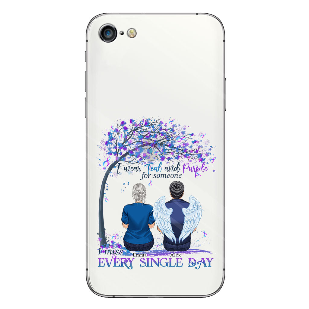 I Wear Teal And Purple - Personalized Suicide Prevention Clear Phone Case