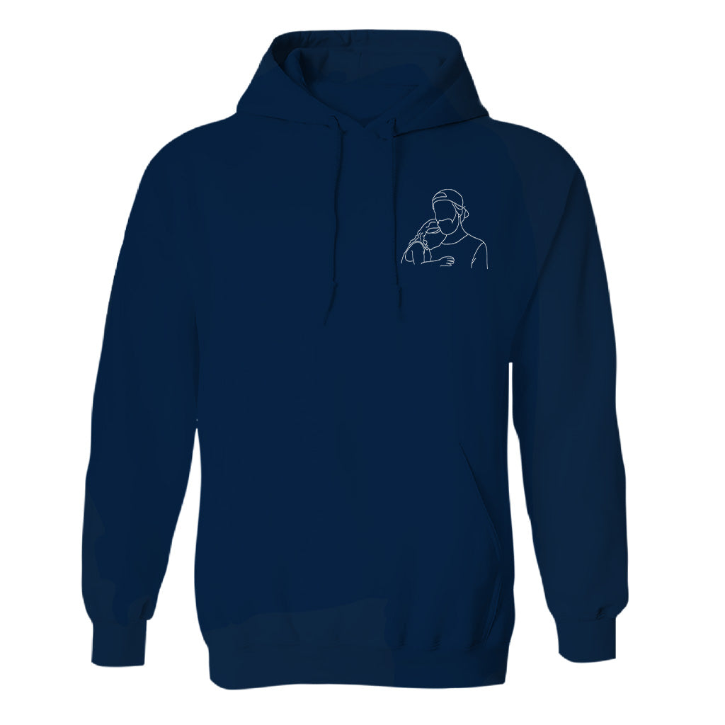 Custom Line Art - Personalized Father Embroidered Hoodie