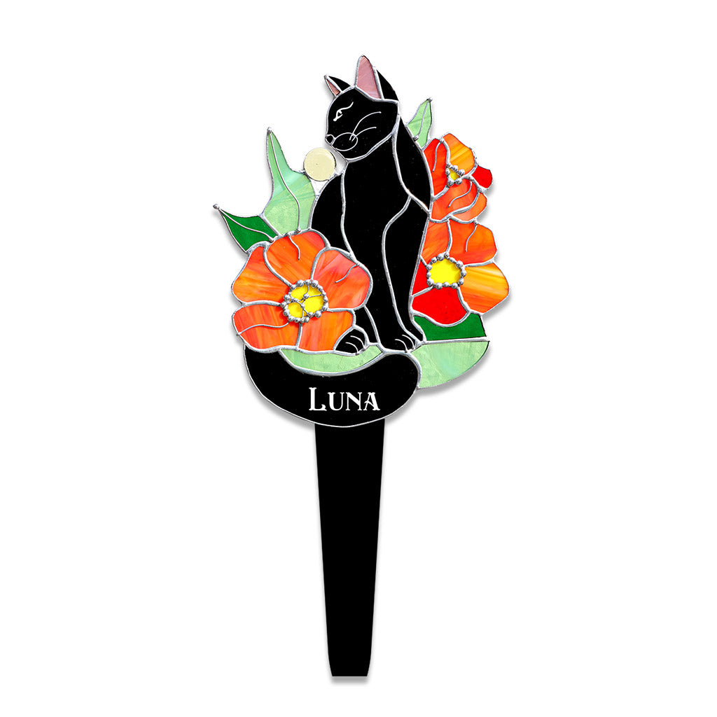 Black Cat - Personalized Black Cat Acrylic Garden Sign