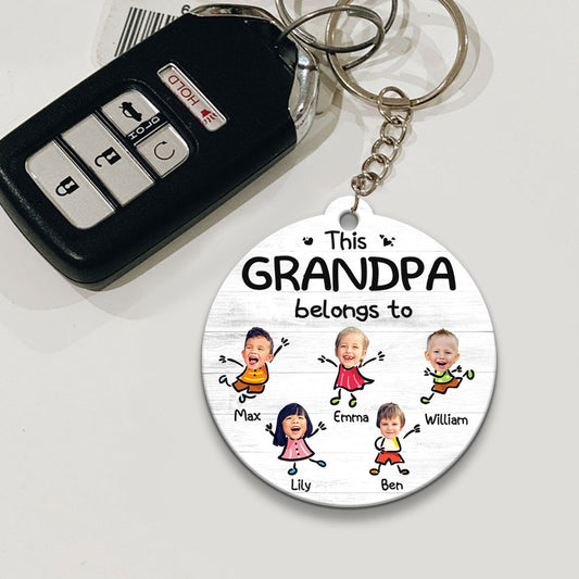 This Grandpa Belongs To - Personalized Grandpa Keychain