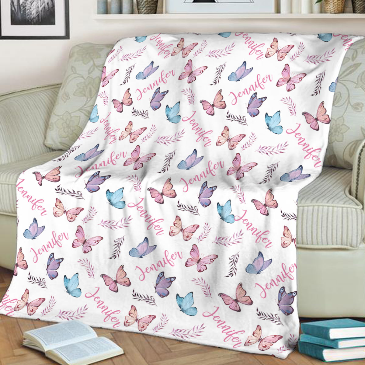 Butterfly Custom Name - Personalized Grandma Blanket
