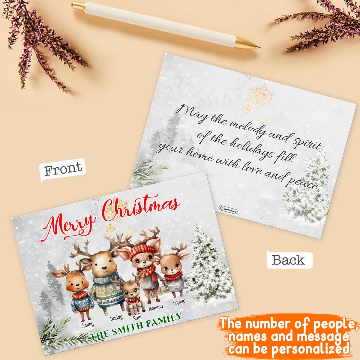 Merry Christmas - Personalized Family Greeting Card