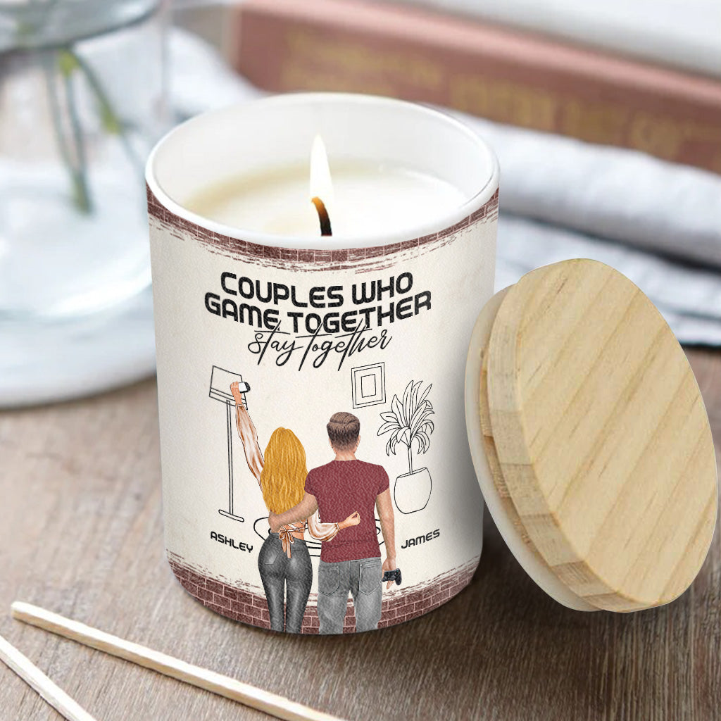Couples Who Game Together Stay Together - Personalized Video Game Candle With Wooden Lid