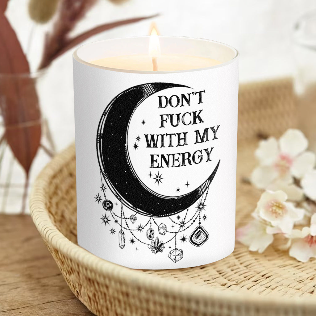 Don't F With My Energy - Personalized Witch Candle With Wooden Lid
