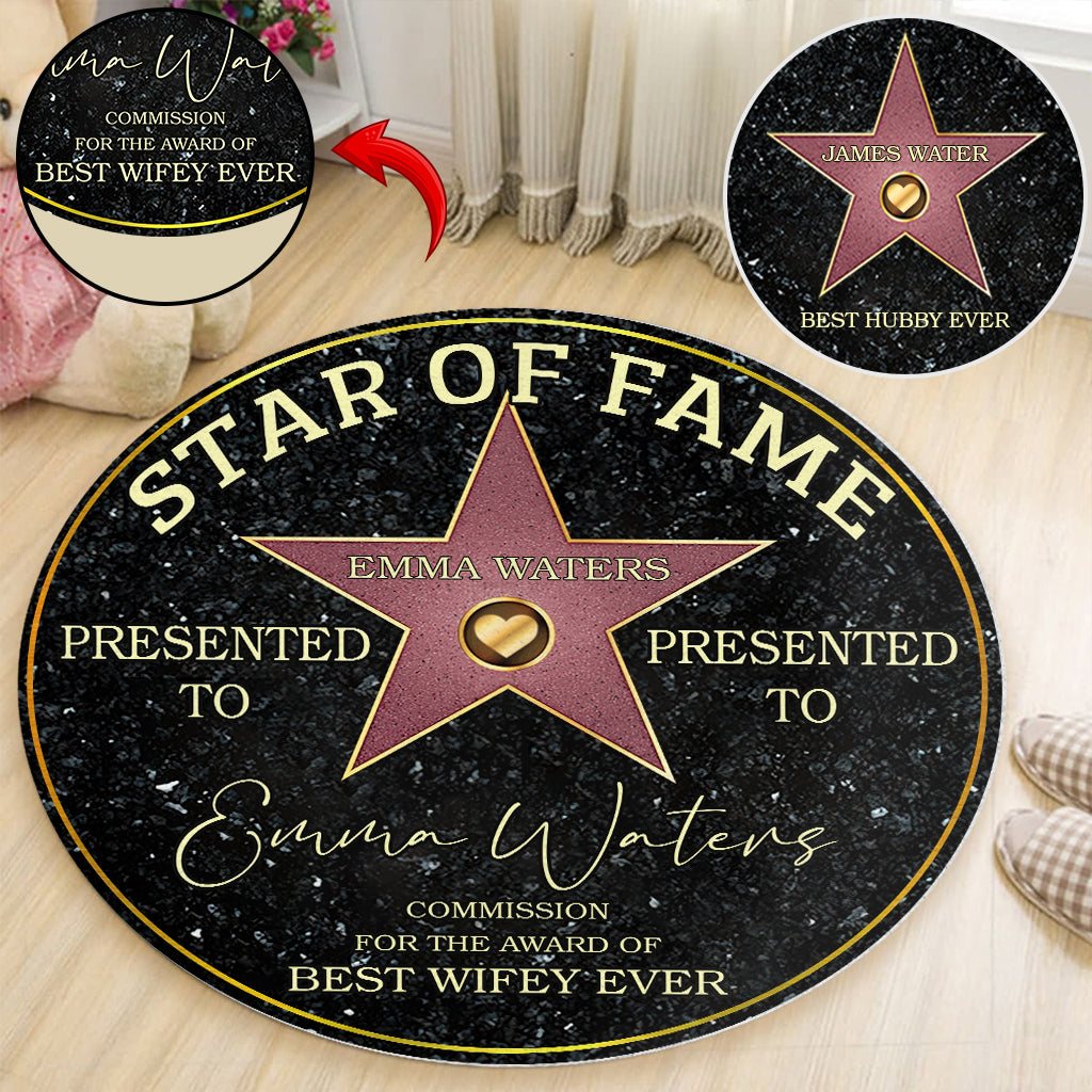 Star Of Fame Best Wifey Hubby Girlfriend Boyfriend Ever - Personalized Couple Round Rug