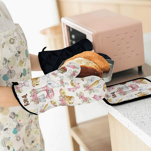 Baking Is My Therapy - Personalized Baking Oven Mitts & Pot Holder Set