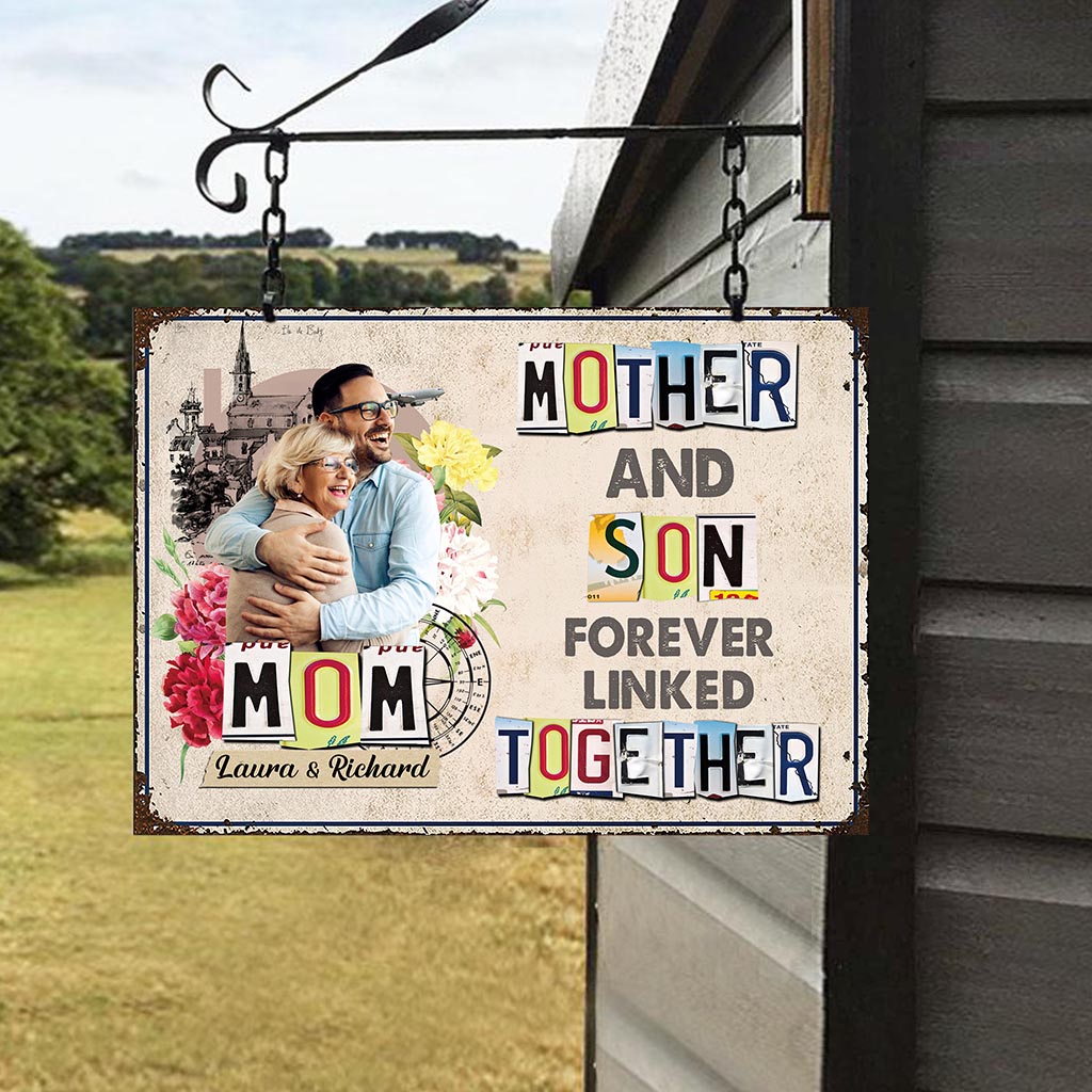 Forever Linked Together - Gift for mom, daughter, son - Personalized Rectangle Metal Sign