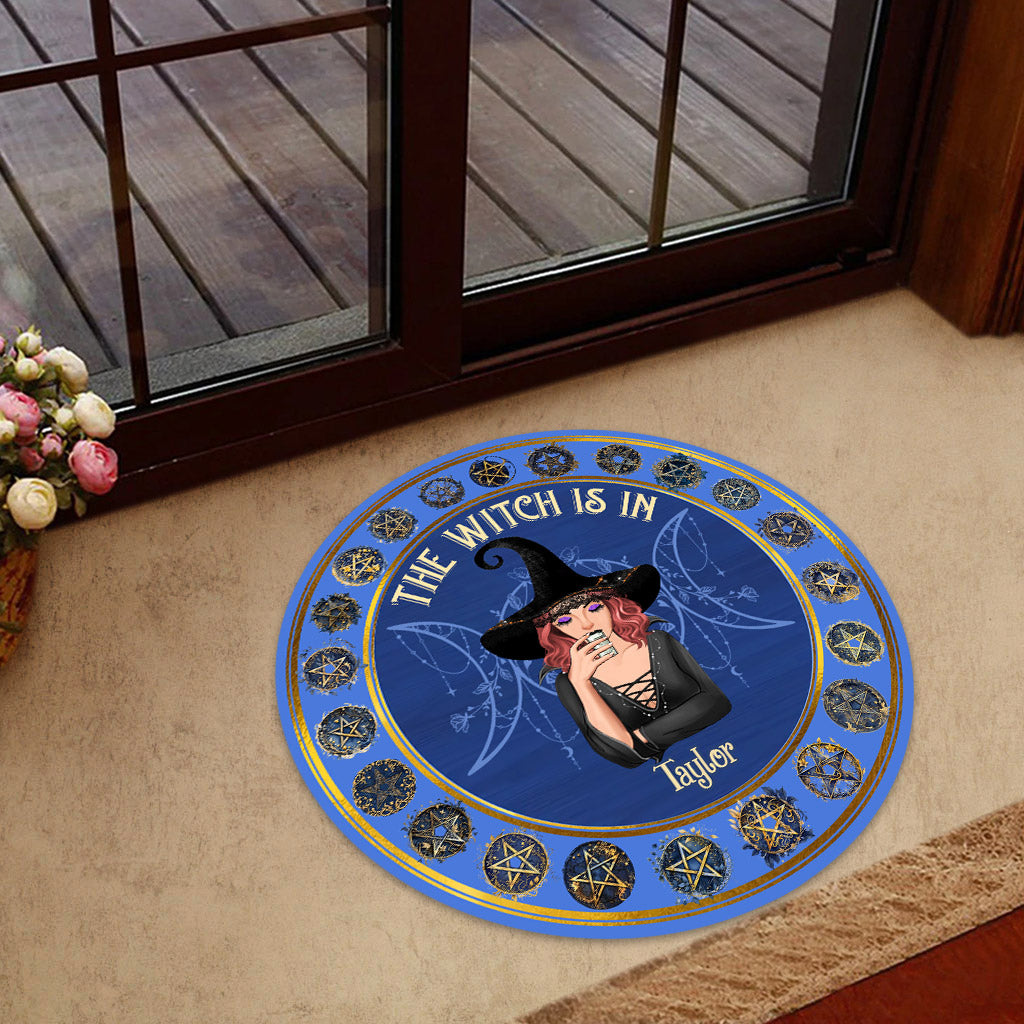 The Witch Is In - Personalized Witch Shaped Doormat