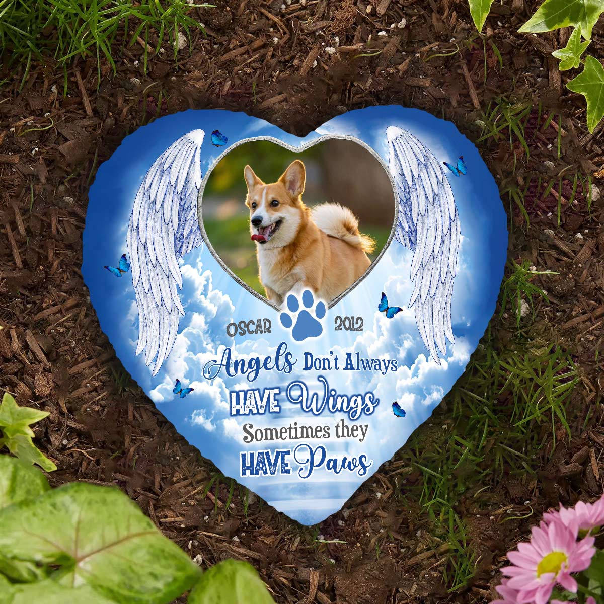 Angels Have Paws - Personalized Dog Heart Shaped Stone